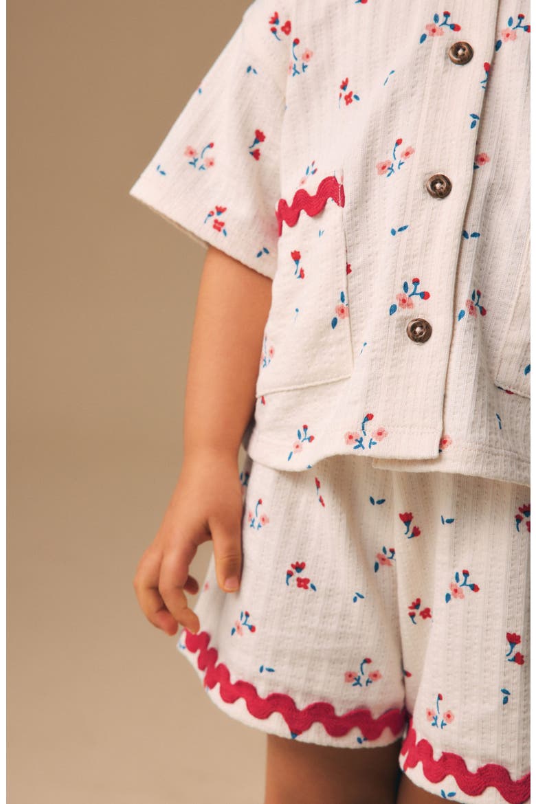 Kids' Floral Button-Up Shirt & Shorts Set, Alternate, color, NEUTRAL