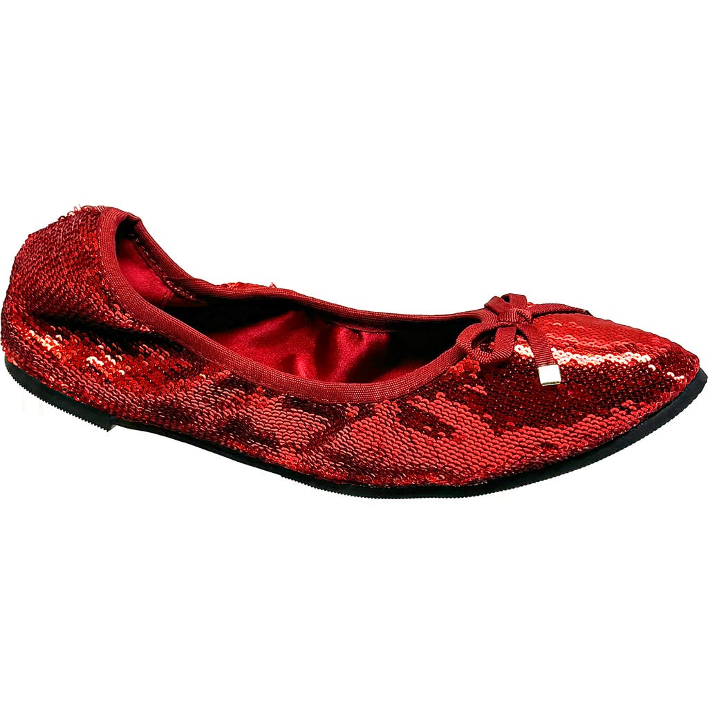 Ninety Union Sequin Ballerina Flat In Red