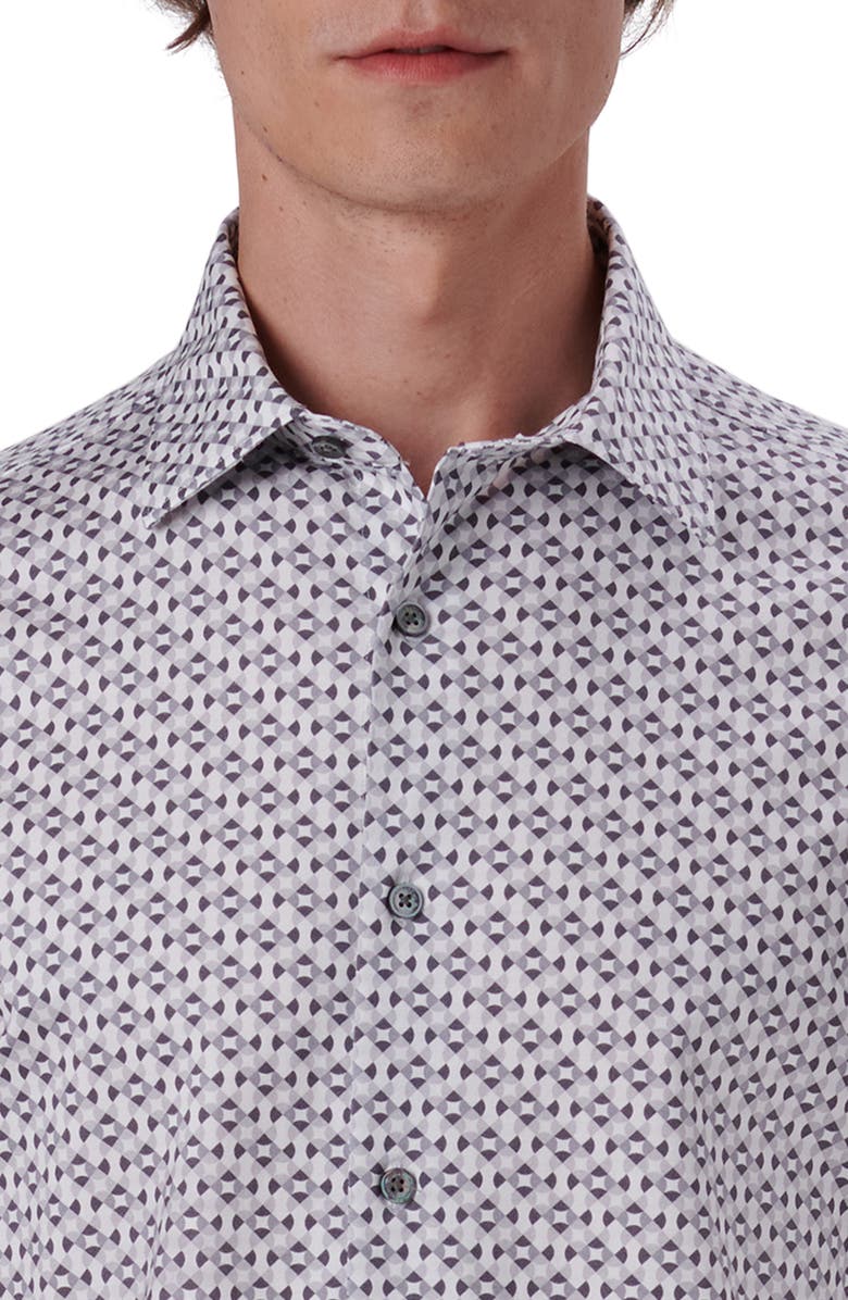 Bugatchi OoohCotton<sup>®</sup> Geo Print Short Sleeve Button-Up Shirt, Alternate, color, 