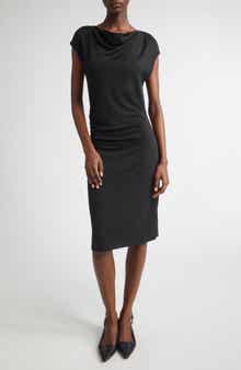 Vince Cowl Neck Side Ruched Knit Dress