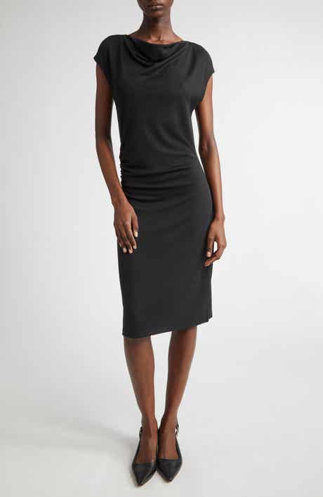 Vince Cowl Neck Side Ruched Knit Dress