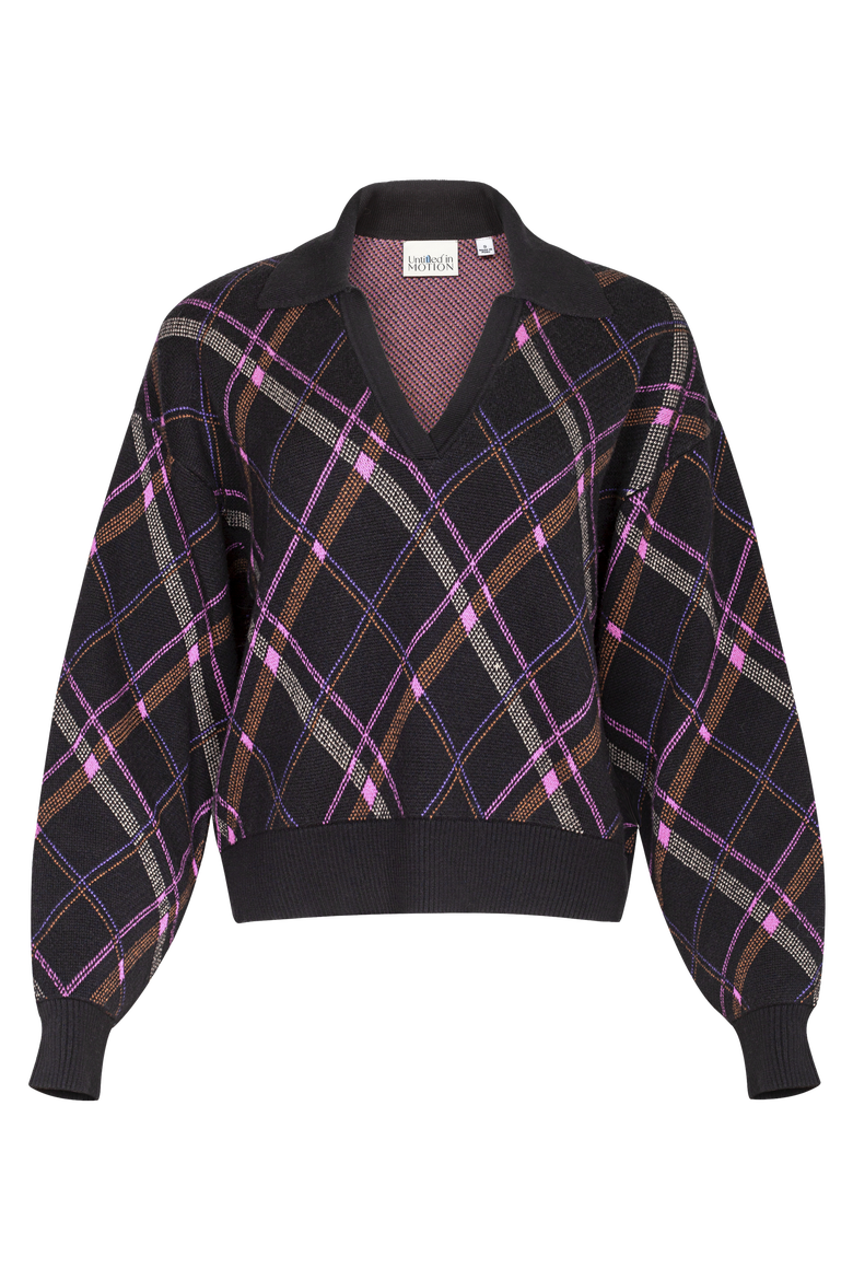Plaid Collared Knit Polo, Main, color, Viv Plaid