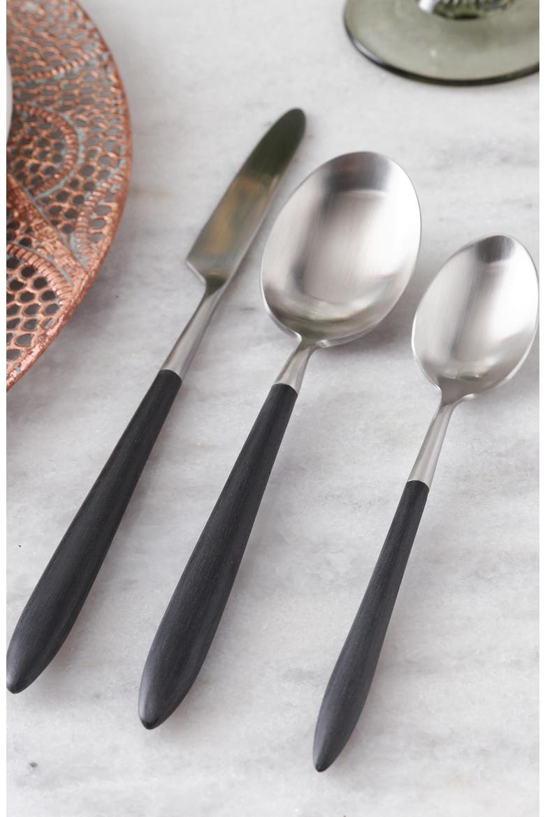Velo 20-Piece Flatware Set, Alternate, color, BLACK