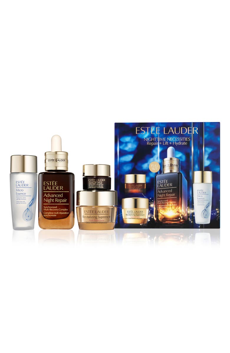 Estée Lauder Nighttime Necessities Repair + Lift + Hydrate Skin Care Set USD $191 Value, Main, color,