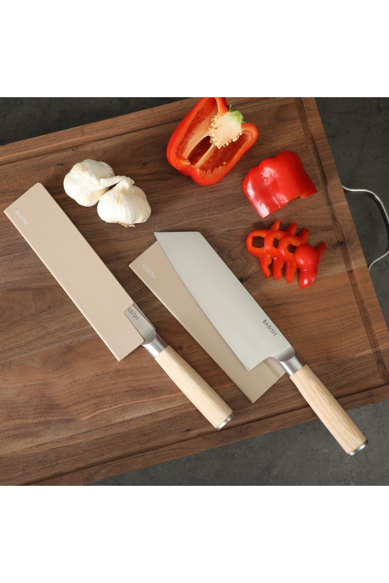 14-Piece Forged Pakka Wood Kitchen Knife Set with German Steel and Sheaths, Alternate, color, Natural