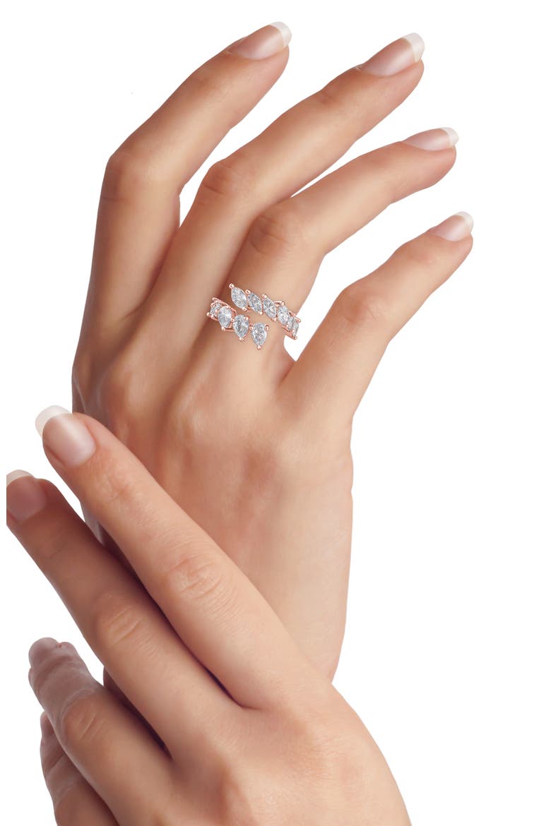Marquise & Pear Cubic Zirconia Bypass Ring, Alternate, color, CLEAR ROSE GOLD