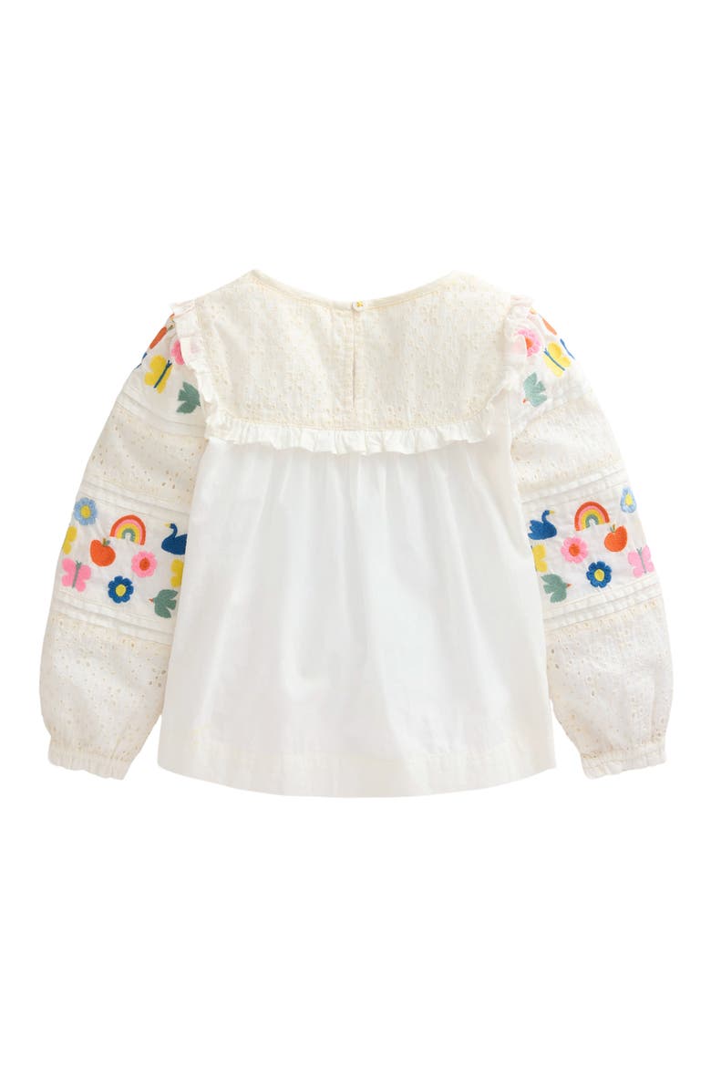 Kids' Embroidered Eyelet Cotton Top, Alternate, color, VANILLA WHITE