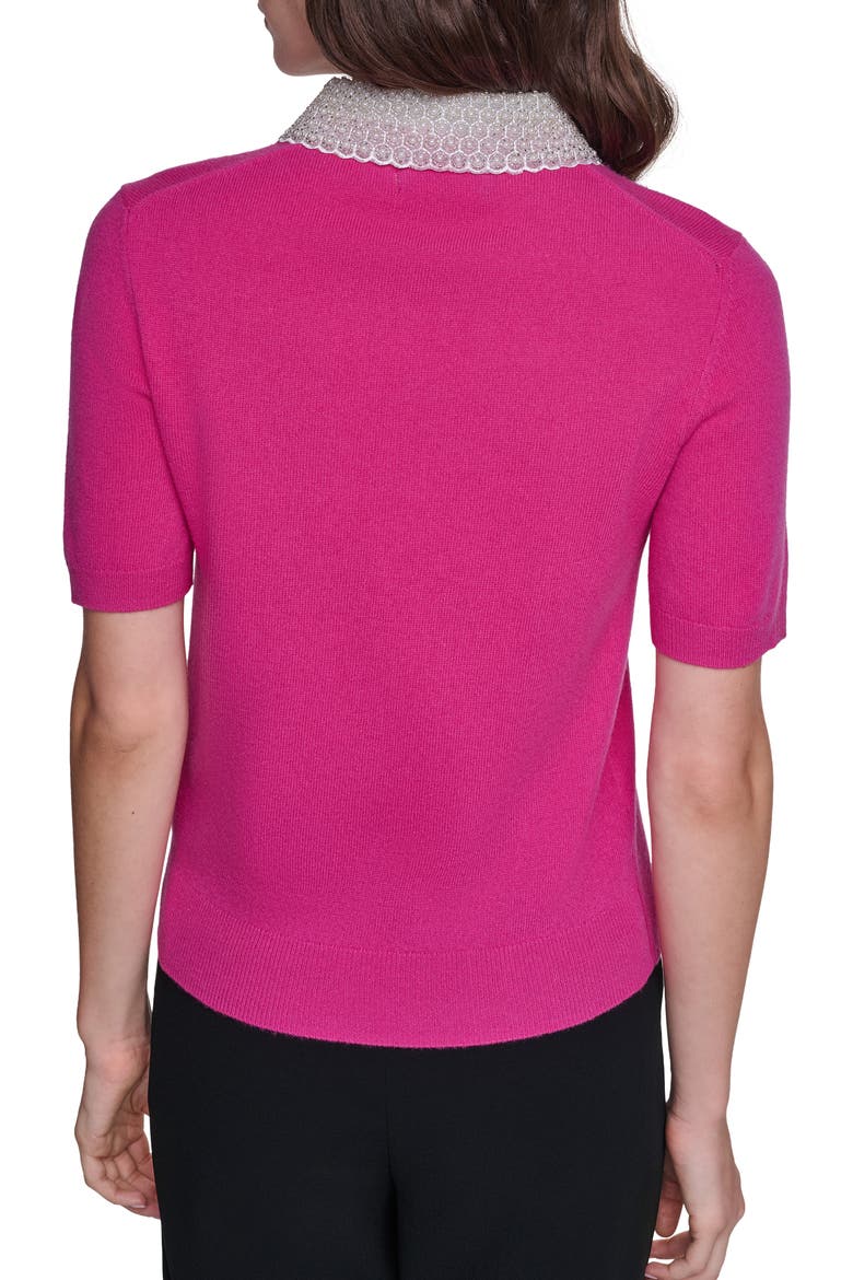 Beaded Collar Wool Blend Sweater, Alternate, color, DEEP PINK