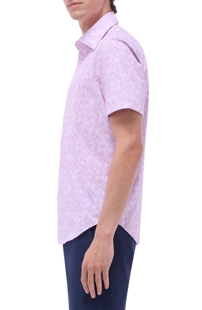 Bugatchi Miles OoohCotton<sup>®</sup> Floral Short Sleeve Button-Up Shirt, Alternate, color, Pink