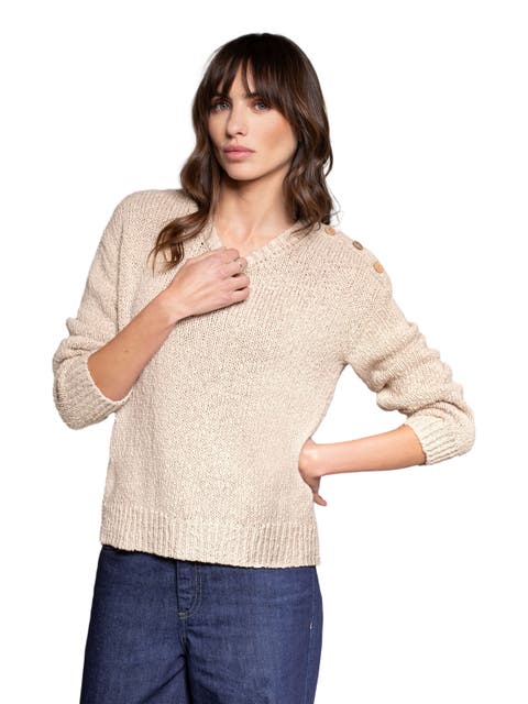 Slub Knit Button Detail Sweater