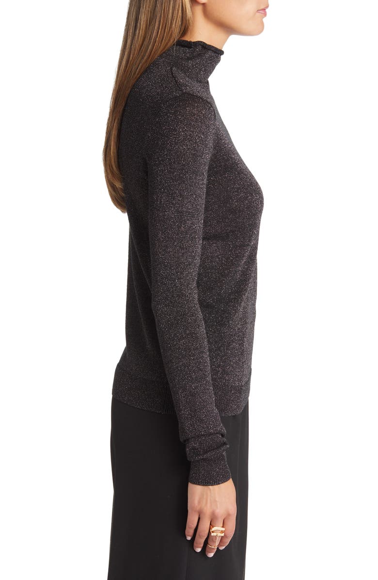 Open Edit Sparkle Rolled Mock Neck Sweater, Alternate, color,