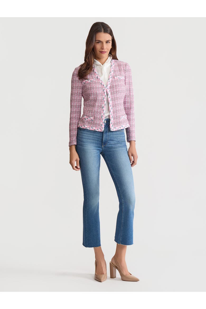 Tailored Braided Trim Tweed Knit Jacket, Main, color, Pink/Blue/Black/White