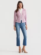 Misook Tailored Braided Trim Tweed Knit Jacket