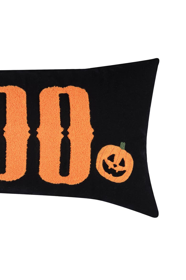 Boo Pumpkin Halloween Lumbar Accent Pillow, Alternate, color, Black