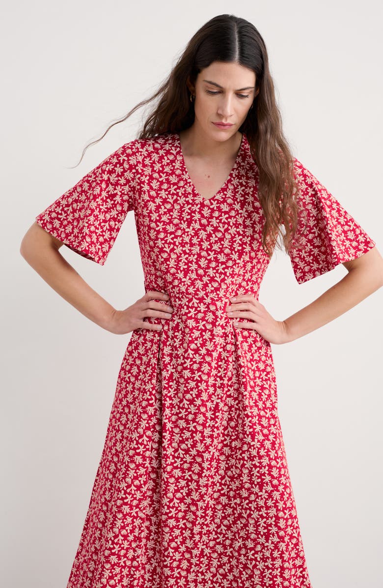 Seasalt Cornwall Nancy Jersey Midi Dress, Alternate, color, Saltwater Ditsy Scarlet