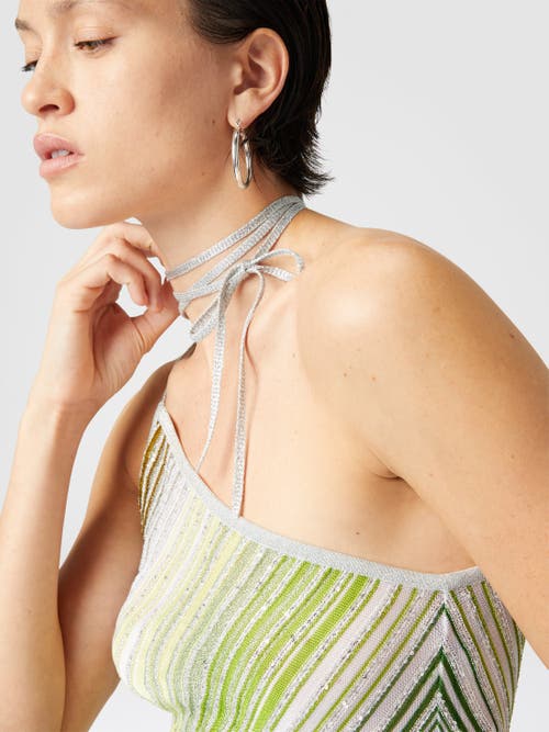 Missoni Top Tricot Asymétrique À Rayures Multicolores In Multicoloured