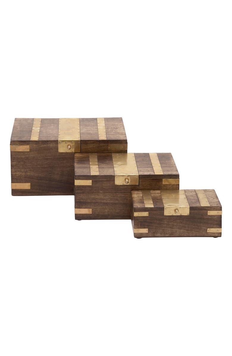 SONOMA SAGE HOME Mango Wood Set of 3 Storage Boxes, Main, color,