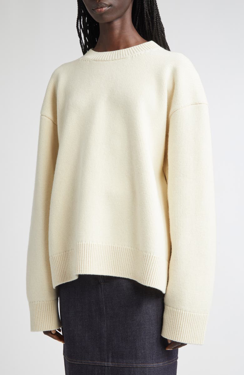 Jil Sander Classic Virgin Wool Blend Sweater, Alternate, color, Natural