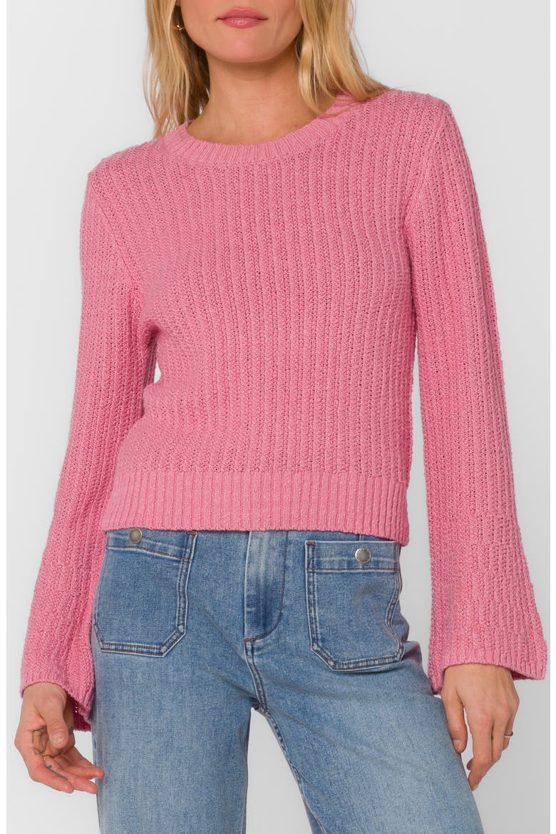 Solvang Bell Sleeve Crewneck Sweater, Main, color, PINK COSMOS
