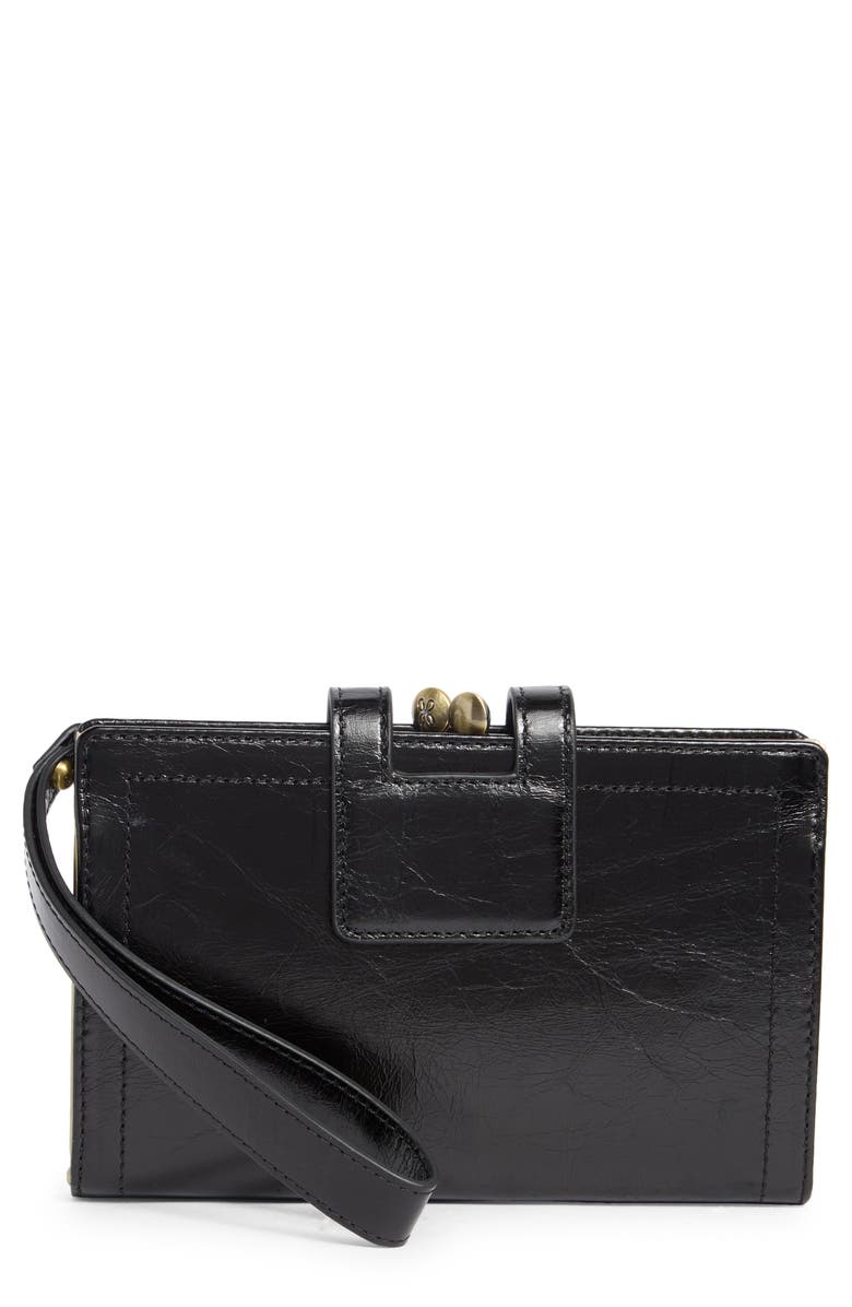 HOBO Violet Leather Wristlet, Main, color, Black