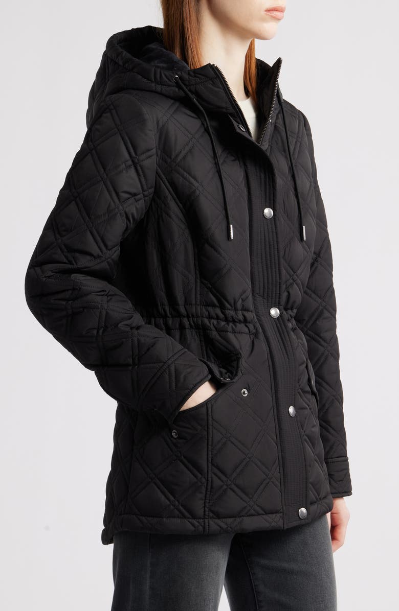 Michael Kors Diamond Quilted Hooded Jacket, Alternate, color, Black