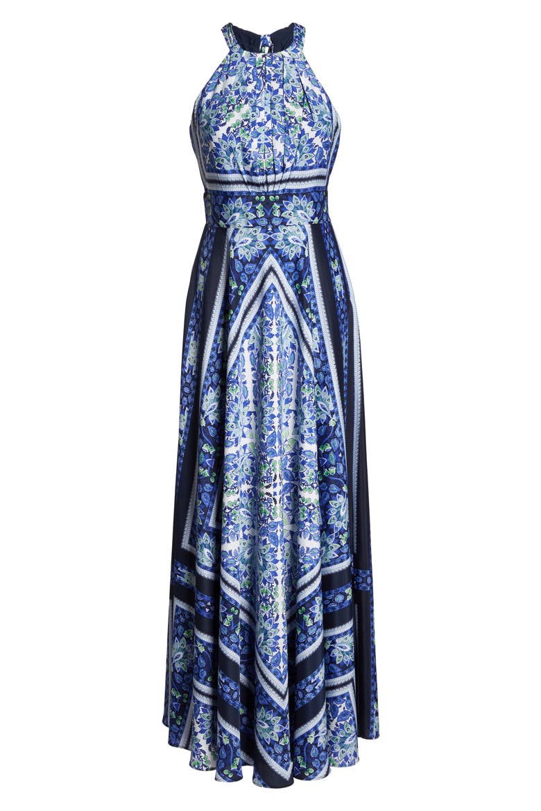 Scarf Print Maxi Dress, Alternate, color, NAVY/ PURPLE