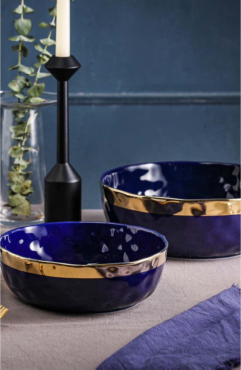 Stone Lain Florian Porcelain 3-Piece Serving Bowl Set, Alternate, color, Blue