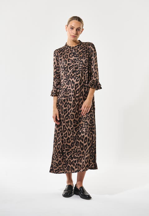 Rosannadea Leopard Print Midi Dress