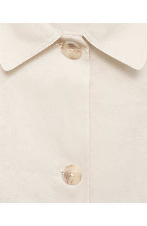 Mango Pocket Linen Crop Shirt Jacket In Neutral
