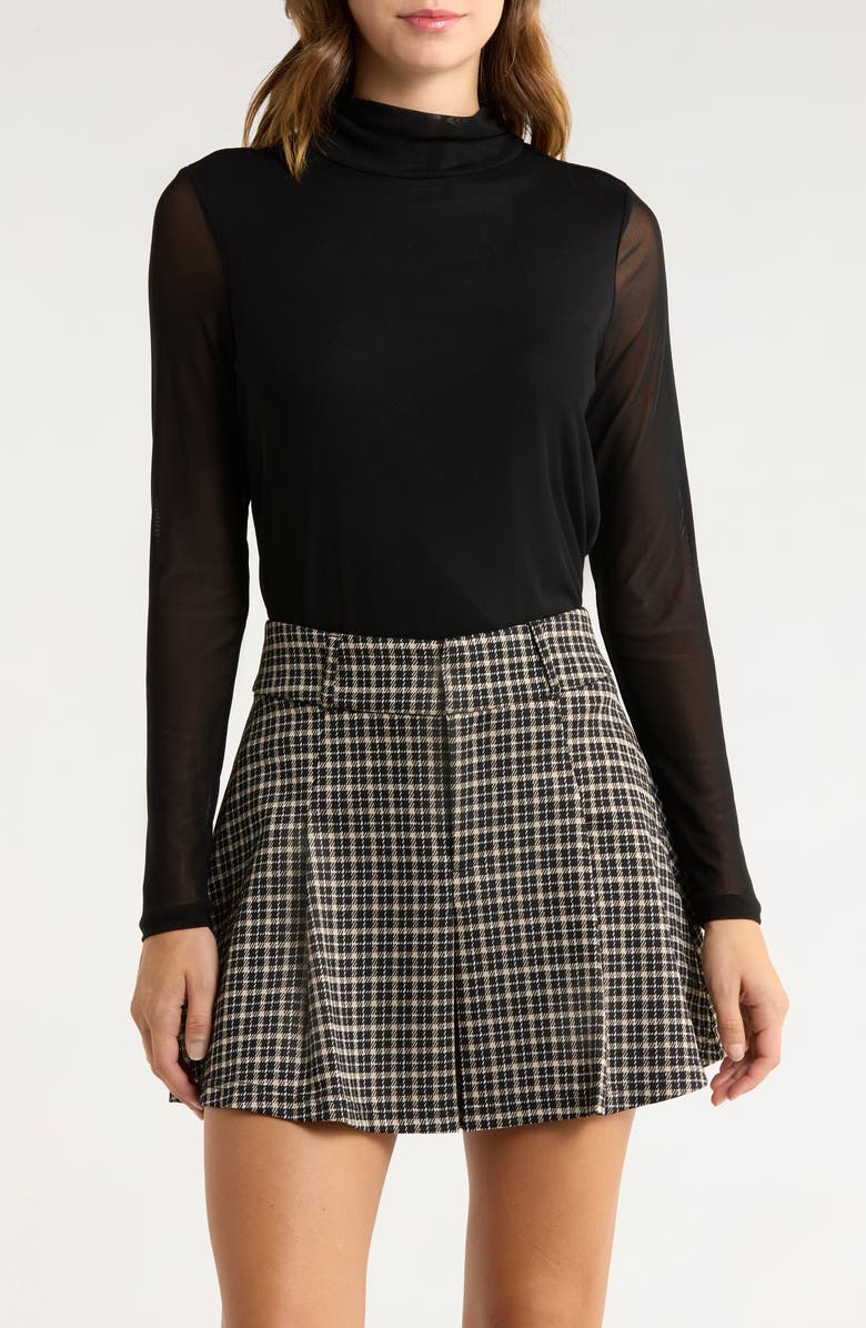 Sanctuary Everyday Mock Neck Long Sleeve Mesh Top, Main, color, Black