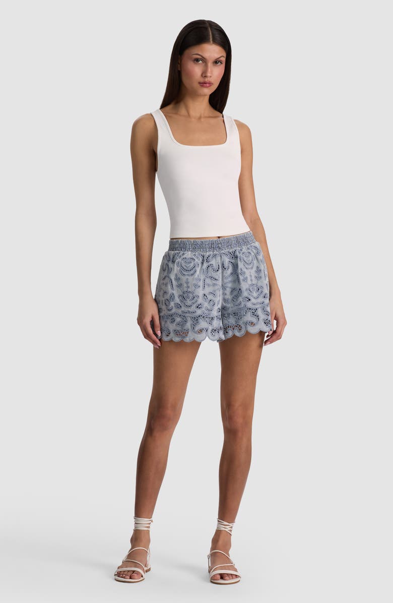 Alice + Olivia Kenley Eyelet Shorts, Alternate, color, Sierra Light Blue
