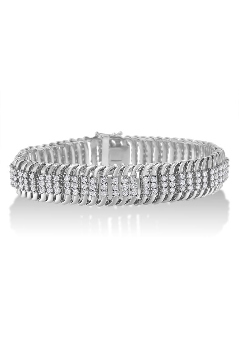 14K White Gold 5.0Cttw Diamond S Wave Serpentine Tennis Bracelet, Main, color, White