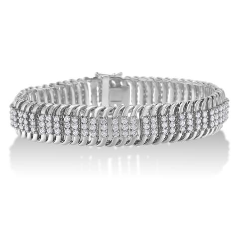 14K White Gold 5.0Cttw Diamond S Wave Serpentine Tennis Bracelet