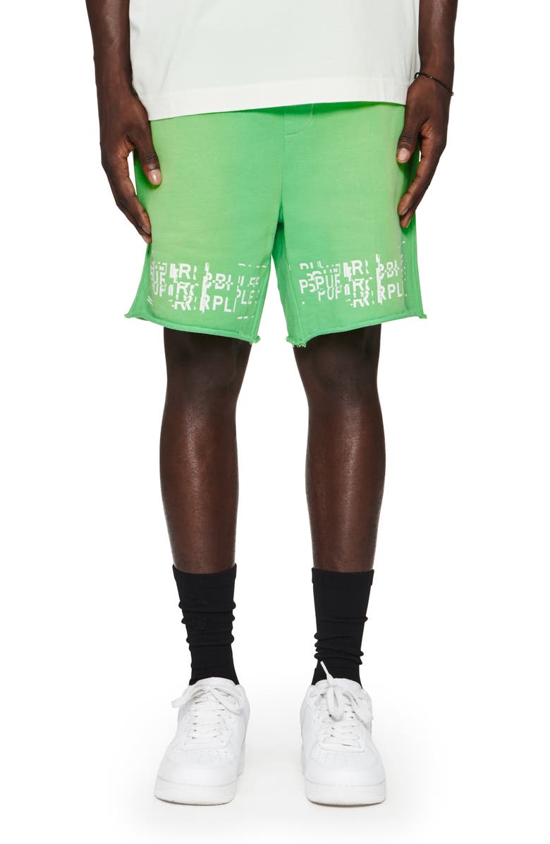 PURPLE BRAND Exploded Logo French Terry Sweat Shorts, Main, color, 