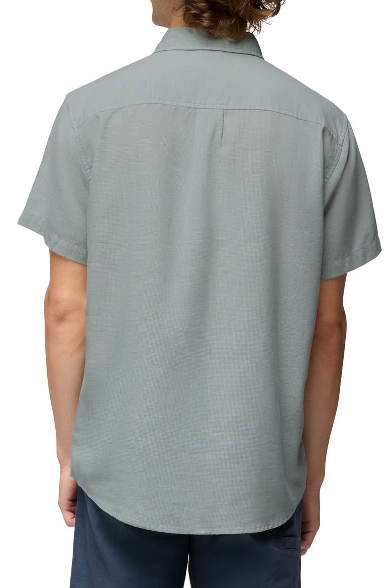 Lindores Hemp Blend Short Sleeve Button-Up Shirt, Alternate, color, SALTWATER
