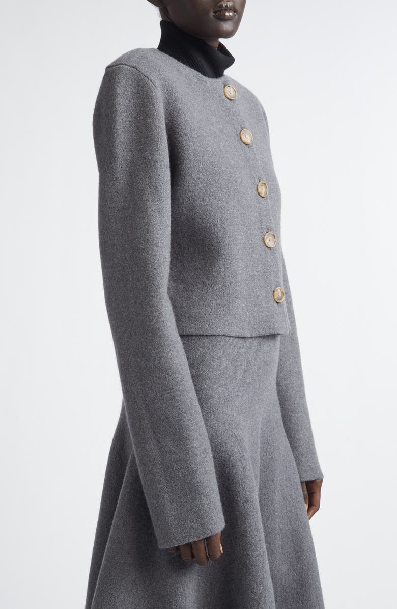 Brandon Maxwell The Ryder Virgin Wool Crop Jacket, Alternate, color, Heather Grey