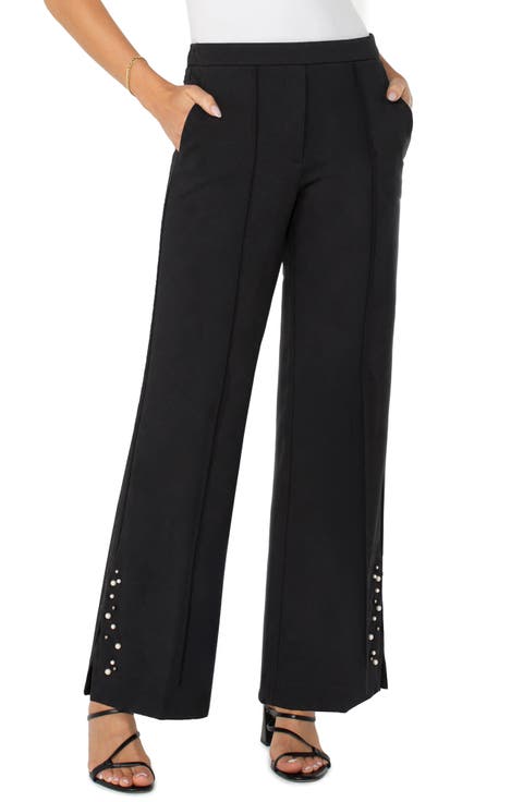 Kayla Pearl Hem High Waist Wide Leg Pants