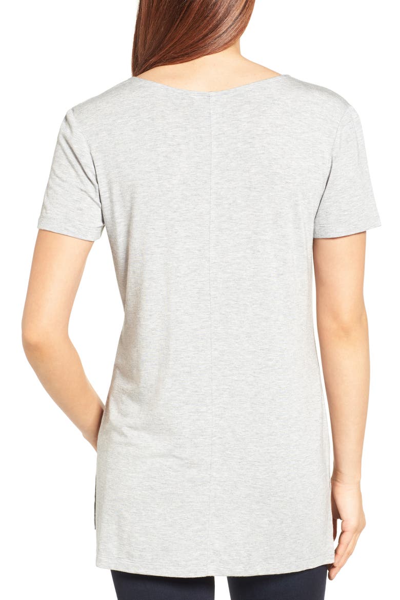 V-Neck Tunic T-Shirt, Alternate, color, HEATHER GREY