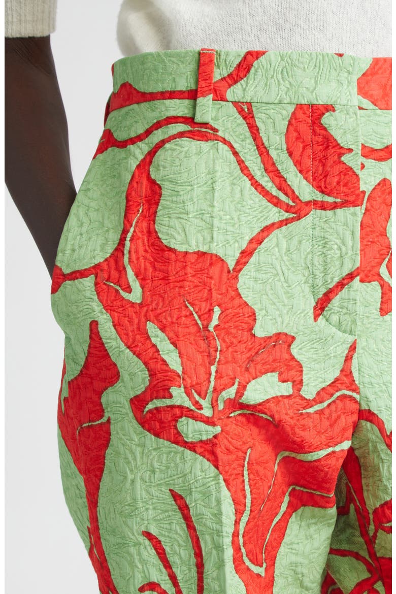 Pilar Floral Jacquard Cotton Blend Pants, Alternate, color, PISTACHE