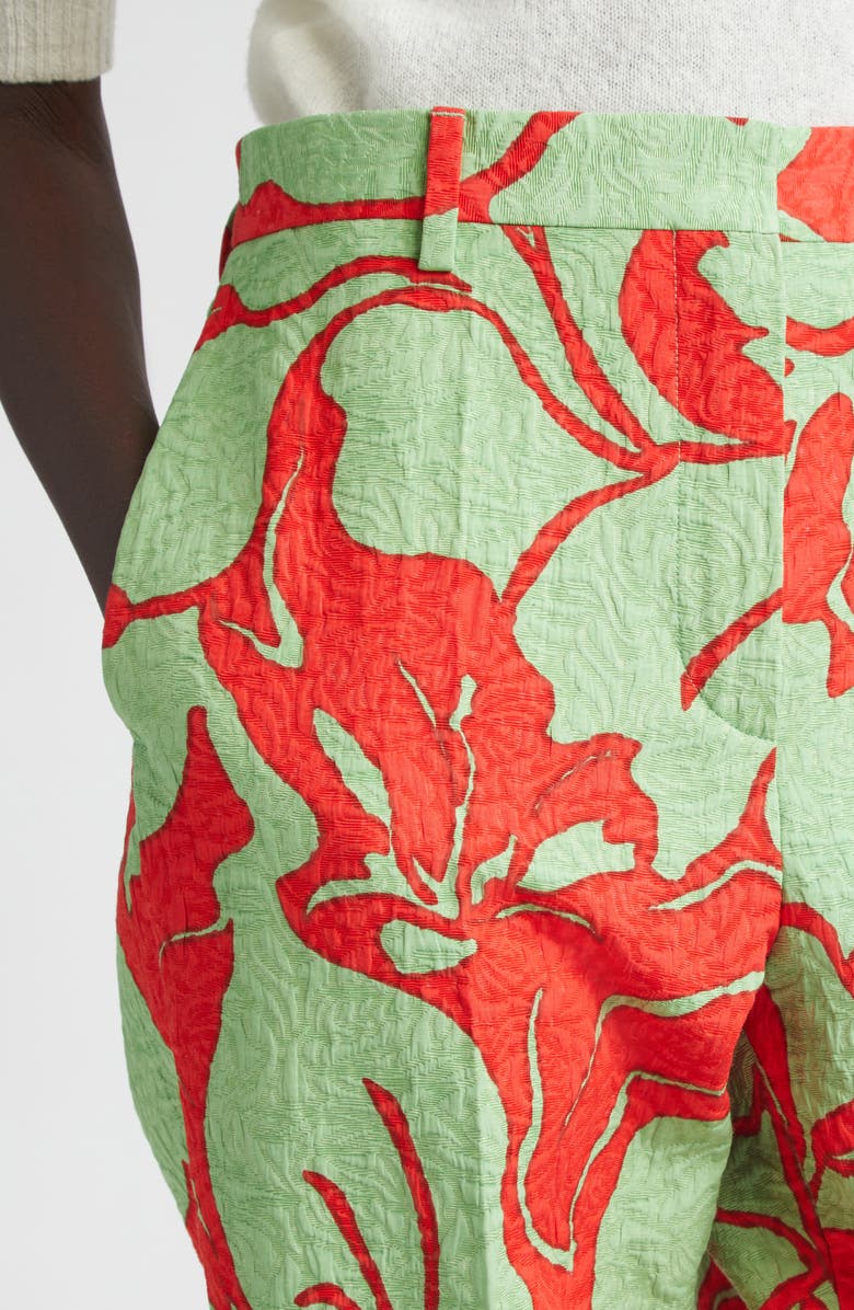 Dries Van Noten Pilar Floral Jacquard Cotton Blend Pants, Alternate, color, Pistache