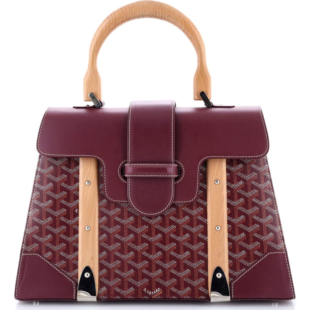 Pre-owned Goyard Goyard Saigon Top Handle Bag Coated Canvas With Leather Mm In Red