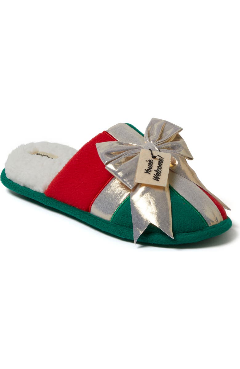 DEARFOAMS Novelty Holiday Christmas Scuff Slipper, Main, color, Red Multi
