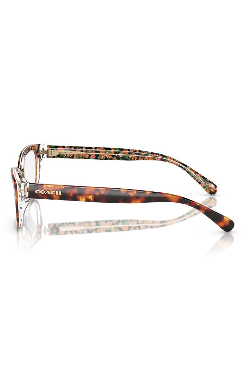 COACH 51mm Pillow Optical Glasses, Alternate, color, Amber / Orange / Demo Lens