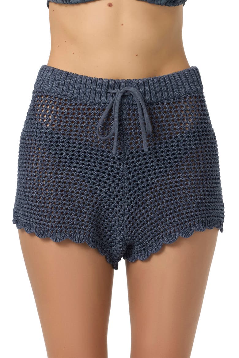 Consuelo Open Stitch Cover-Up Shorts, Alternate, color, SLATE