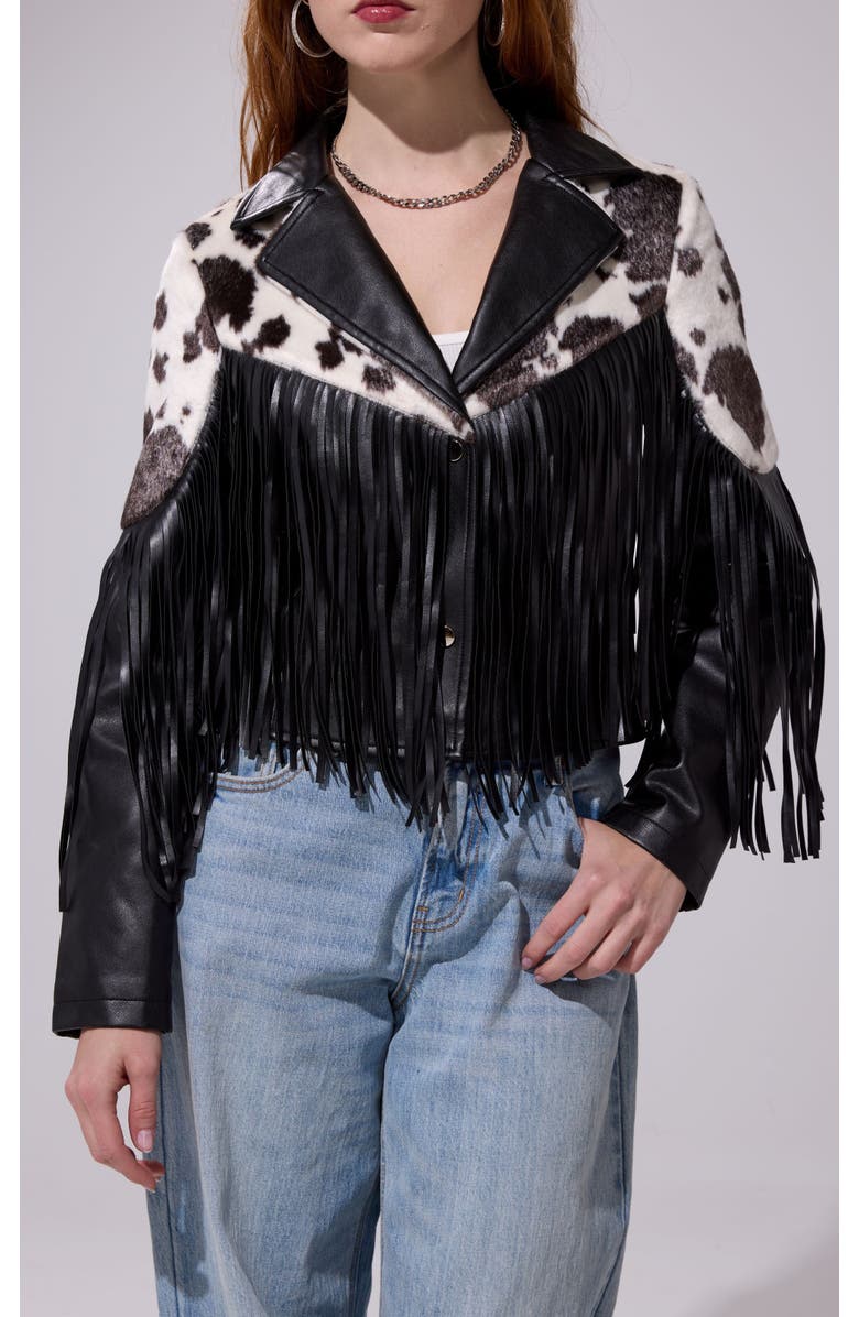 AZALEA WANG Olandria Fringe Jacket, Alternate, color, Blackmulti