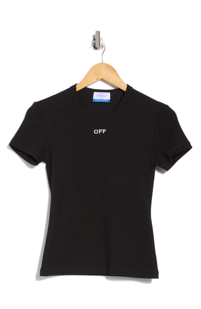 Off-White Stamp Ribbed Basic T-Shirt, Alternate, color, Black White