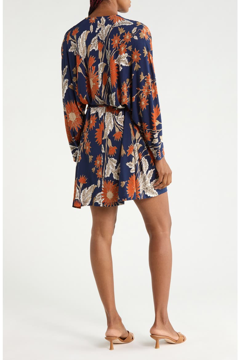 Julie Long Sleeve Drawstring Dress, Alternate, color, MARLENE BATIK NAVY
