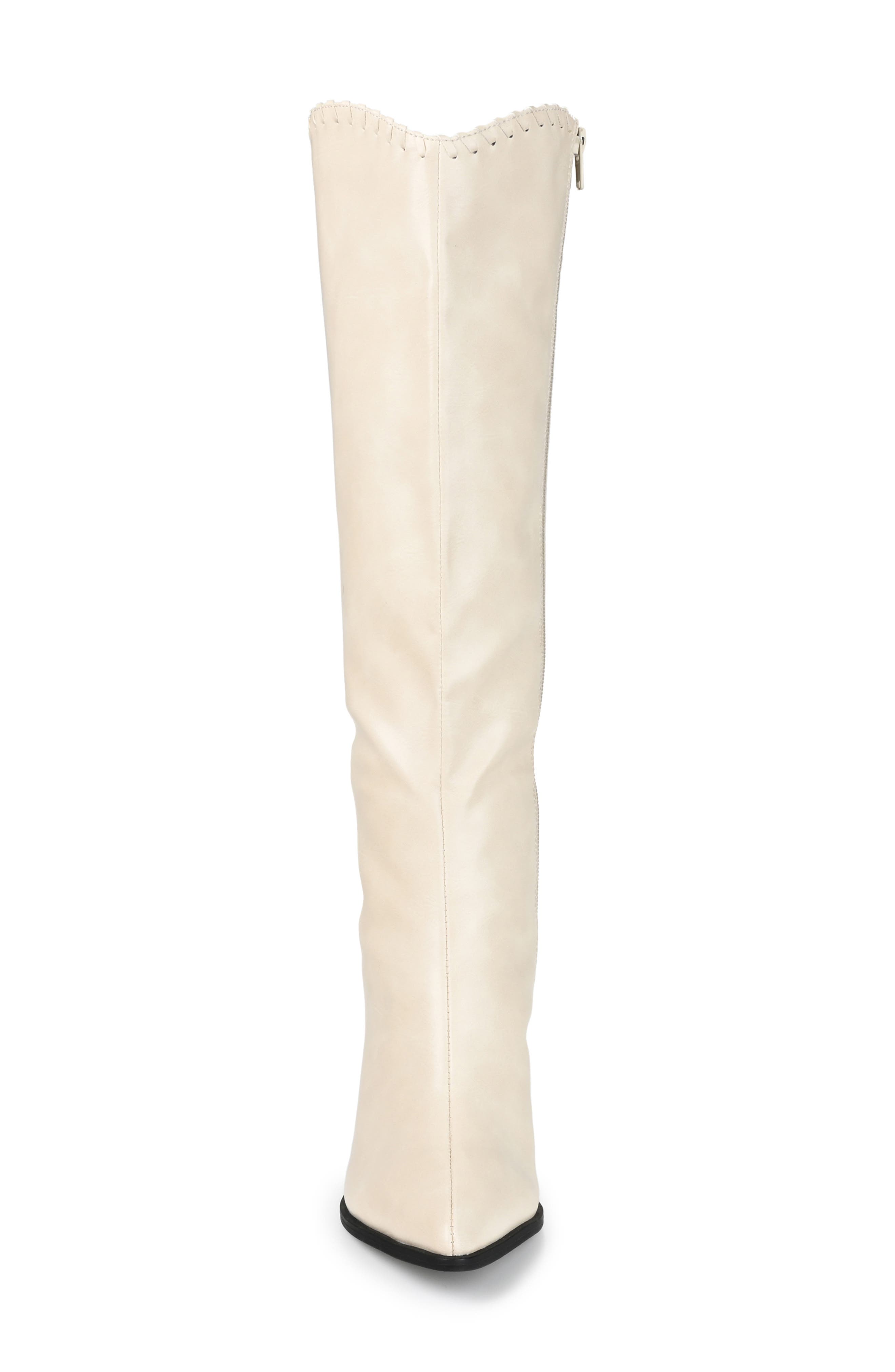 Daria Whipstitch Tall Vegan Leather Western Boot, Alternate, color, BONE