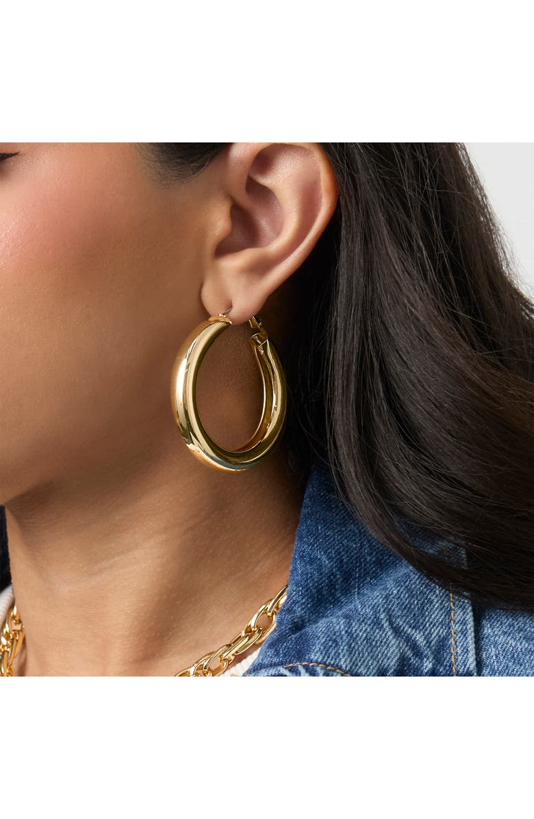 Jessica Simpson 3-Piece Textured Gold-Tone Hoop Earring Set, Alternate, color, Gold