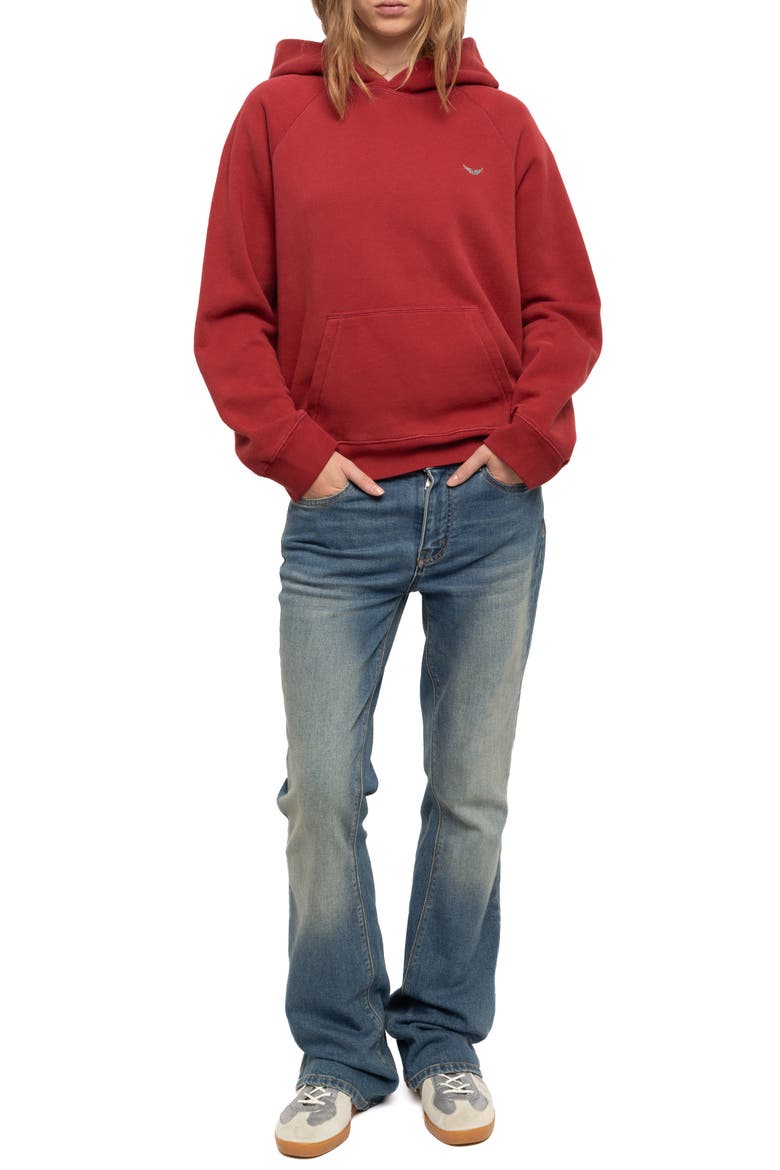 Georgy Mo Tour Lips Strass Hoodie, Alternate, color, CHERRY